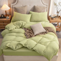 Jersey Duvet Cover Set -Printed Matcha Green