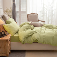 Jersey Duvet Cover Set -Printed Matcha Green