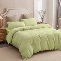 Jersey Duvet Cover Set -Printed Matcha Green