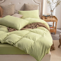 Jersey Duvet Cover Set -Printed Matcha Green