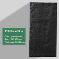 PU Mushroom Stone Cultural Stone Panel 3D PU Panel Glossy Black