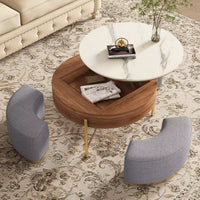 Lift-Top Extendable Frame Coffee Table With 3 Stools