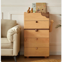 Solid Wood No Theme Modern Natural Bed Nightstand