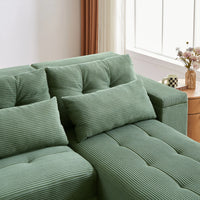 Free Combination Cloud Sectional Sofa Corduroy Upholstered L-Shaped Couch 3 in 1 Convertible Sleeper Sofa Bed Minimalist Modular Couches Chaise Lounge Daybed with Storage and 4 Pillows for Living Room