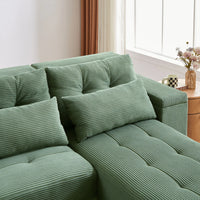 Free Combination Cloud Sectional Sofa Corduroy Upholstered L-Shaped Couch 3 in 1 Convertible Sleeper Sofa Bed Minimalist Modular Couches Chaise Lounge Daybed with Storage and 4 Pillows for Living Room