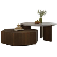 Coffee Table Modern Minimalist Round Side Table Set Small Coffee Table for Living Room, Space-Saving Design Tea Table