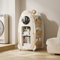 Kids Rocket Bookshelf with Wheels – Large Capacity Book Storage Organizer