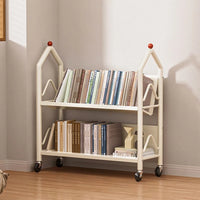 360° Steering Wheels Moveable Bookshelf, Mobile Rack 5 Tier Bookcases & Shelves