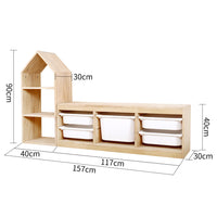 Household children's bookshelf room type toy storage locker solid wood bookshelf toy storage rack 2 in 1 combination cabinet