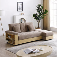 Convertible Sleeper Sofa Couch, Multifunctional Double Folding Sofa Bed,Storage Ottoman and Sofa arm with box and drawer