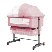 Baby Bassinet, Bedside Sleeper,Foldable Baby Bed to Bed, Adjustable Portable Bed for Infant/Baby/Newborn,with Mosquito Nets, Large Storage Bag, Comfortable Mattresses, Lockable Wheels