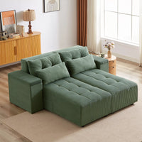 Free Combination Cloud Sectional Sofa Corduroy Upholstered L-Shaped Couch 3 in 1 Convertible Sleeper Sofa Bed Minimalist Modular Couches Chaise Lounge Daybed with Storage and 4 Pillows for Living Room