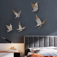 5 Pack Resin Butterfly Wall Art Decoration Cute 3D Wall Sculptures Free Flying Theme Ornaments Suitable for Living Room Bedroom Cafe Bar Hotel