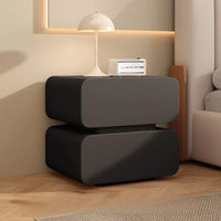 Leather Bedside Table, Modern Minimalist Bedside Table,Nightstand with 2 Drawers, Wood Bedside Table, Bedroom Bedside Table