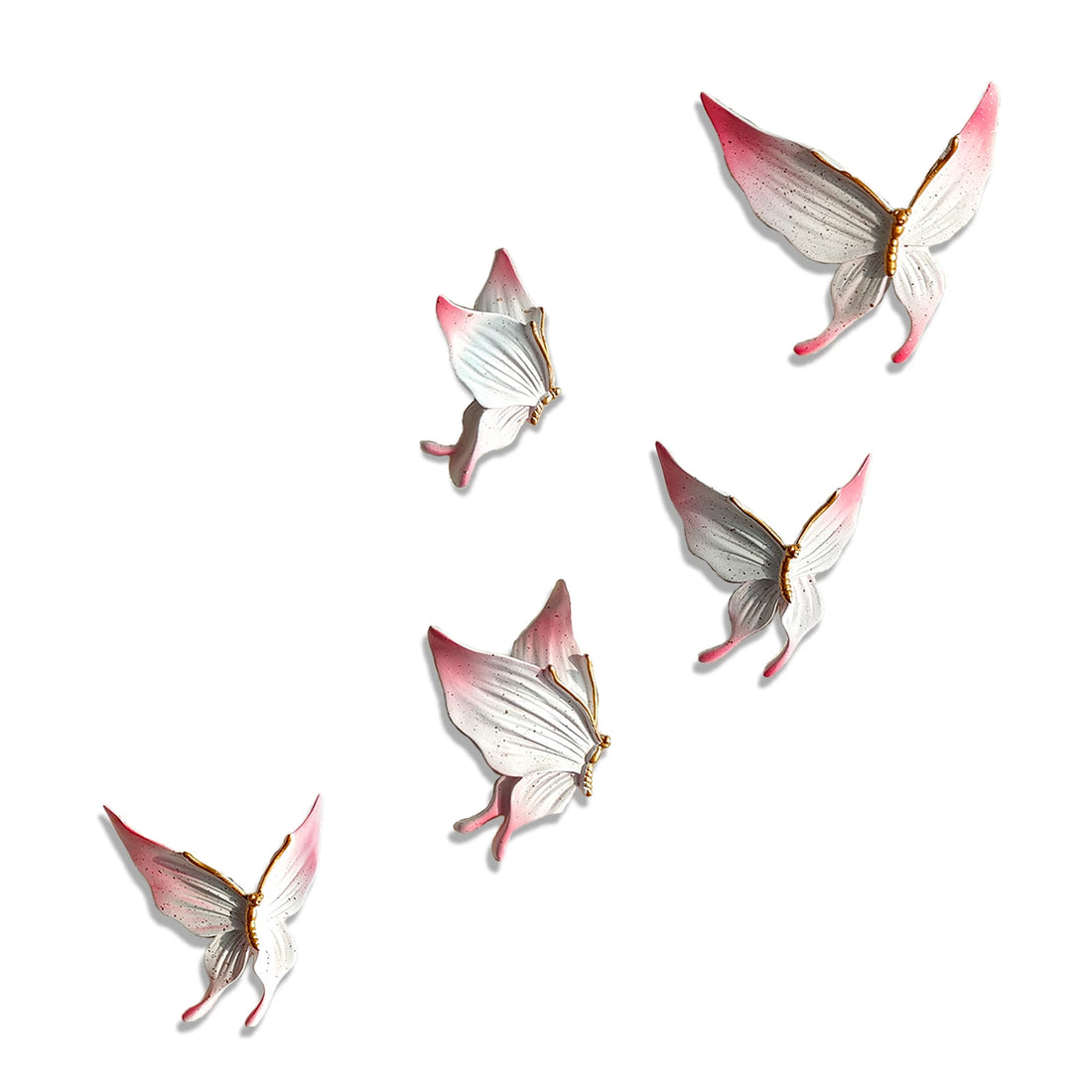 5 Pack Resin Butterfly Wall Art Decoration Cute 3D Wall Sculptures Free Flying Theme Ornaments Suitable for Living Room Bedroom Cafe Bar Hotel