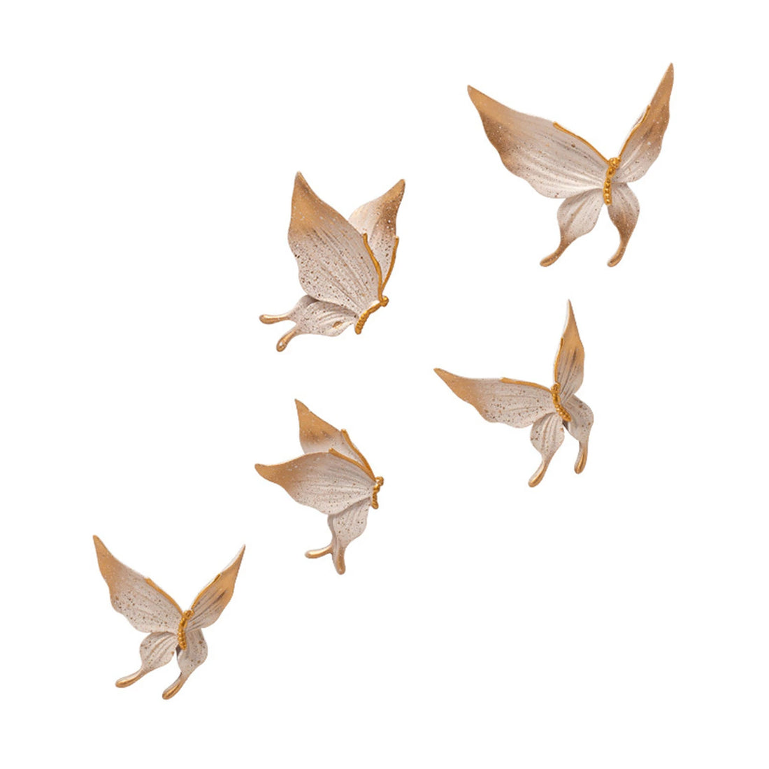 5 Pack Resin Butterfly Wall Art Decoration Cute 3D Wall Sculptures Free Flying Theme Ornaments Suitable for Living Room Bedroom Cafe Bar Hotel