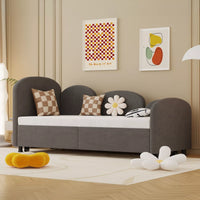 Modern Minimalist Daybed with Wooden Slats and Trundle for Bedroom and Living Room, Guest Room, Twin Size