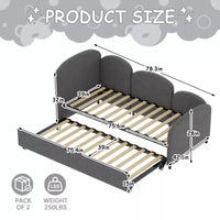 Modern Minimalist Daybed with Wooden Slats and Trundle for Bedroom and Living Room, Guest Room, Twin Size