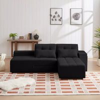 Free Combination Cloud Sectional Sofa Corduroy Upholstered L-Shaped Couch 3 in 1 Convertible Sleeper Sofa Bed Minimalist Modular Couches Chaise Lounge Daybed with Storage and 4 Pillows for Living Room