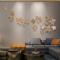 8 Pack Maple Leaf Wall Resin Art Cute 3D Wall Sculptures Ornaments Suitable for Living Room Bedroom Cafe Bar Hotel