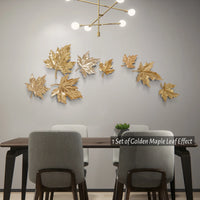 8 Pack Maple Leaf Wall Resin Art Cute 3D Wall Sculptures Ornaments Suitable for Living Room Bedroom Cafe Bar Hotel