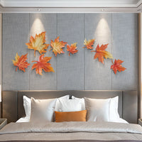 8 Pack Maple Leaf Wall Resin Art Cute 3D Wall Sculptures Ornaments Suitable for Living Room Bedroom Cafe Bar Hotel