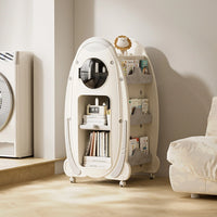 Kids Rocket Bookshelf with Wheels – Large Capacity Book Storage Organizer