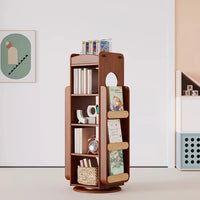 Solid Wood Kids 360° Rotating Bookshelf, Floor Standing Multi-Tier Childrenâs Book Rack, Montessori Book & Toy Storage Organizer for Living Room & Bedroom