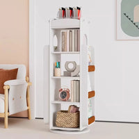 Solid Wood Kids 360° Rotating Bookshelf, Floor Standing Multi-Tier Childrenâs Book Rack, Montessori Book & Toy Storage Organizer for Living Room & Bedroom