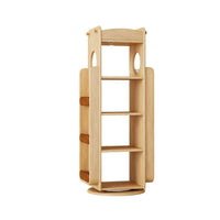 Solid Wood Kids 360° Rotating Bookshelf, Floor Standing Multi-Tier Childrenâs Book Rack, Montessori Book & Toy Storage Organizer for Living Room & Bedroom