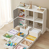 Home Toy Storage Contemporary Plastic Storage Bookcase Kids Toy Organizers and Storage with Drawers