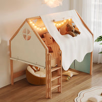 Solid Wood Loft Bed with Steps Twin Size Childrens Bed with Storage for 0 years-Kids -Teens Adults Toddler Floor Bed