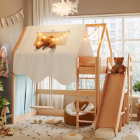 Solid Wood Loft Bed with Steps Twin Size Childrens Bed with Storage for 0 years-Kids -Teens Adults Toddler Floor Bed