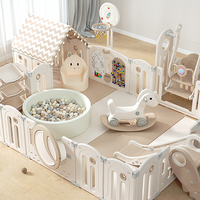 Foldable Baby Playpen with House and 1.6in Matching Toys| Star-Moon