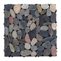 Pure Era - 12''x12'' Interlocking Patio Tiles Stone Deck Tiles - Sliced Mixed Color