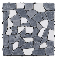 Pure Era - 12''x12'' Interlocking Patio Tiles Stone Deck Tiles - Sliced Black and White
