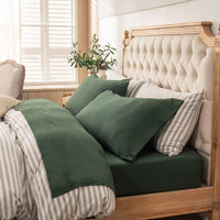 Pure Era - T-shirt Cotton Jersey Knit Bed Sheet Set - Forest Green