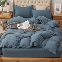 Pure Era | Jersey Duvet Cover Set - Cerulean Blue