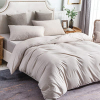 Pure Era | Jersey Duvet Cover Set - Heathered Beige