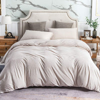 Pure Era | Jersey Duvet Cover Set - Heathered Beige