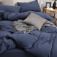 Pure Era | Jersey Duvet Cover Set - Heathered Blue