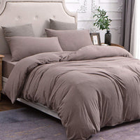 Pure Era - Jersey Duvet Cover Set - Heathered Brown