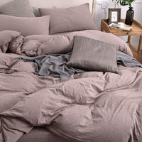 Pure Era - Jersey Duvet Cover Set - Heathered Brown