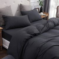 Pure Era - Jersey Duvet Cover Set - Heathered Charcoal Gray