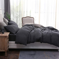 Pure Era - Jersey Duvet Cover Set - Heathered Charcoal Gray