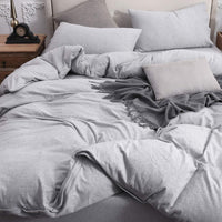 Pure Era - Jersey Duvet Cover Set - Heathered Gray