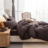 Pure Era - Jersey Duvet Cover Set - Heathered Walnut Brown