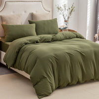 Pure Era - 100% T-shirt cotton Jersey Duvet Cover Set - Olive Green Ultra soft and comfy