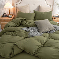 Pure Era - 100% T-shirt cotton Jersey Duvet Cover Set - Olive Green Ultra soft and comfy