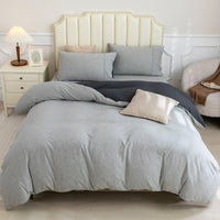 Pure Era - Jersey Duvet Cover Set - Reversible Heathered Charcoal Gray& Gray